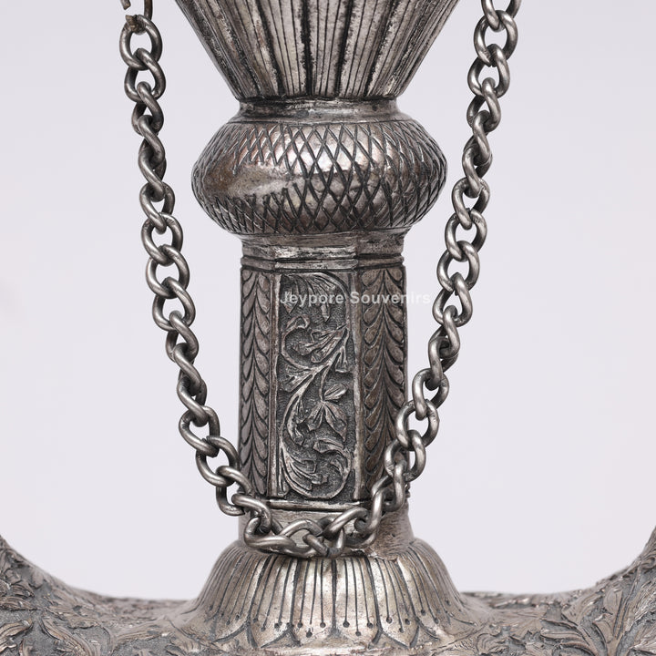 Royal Peacock Shaped Silver Engraved Copper Surahi