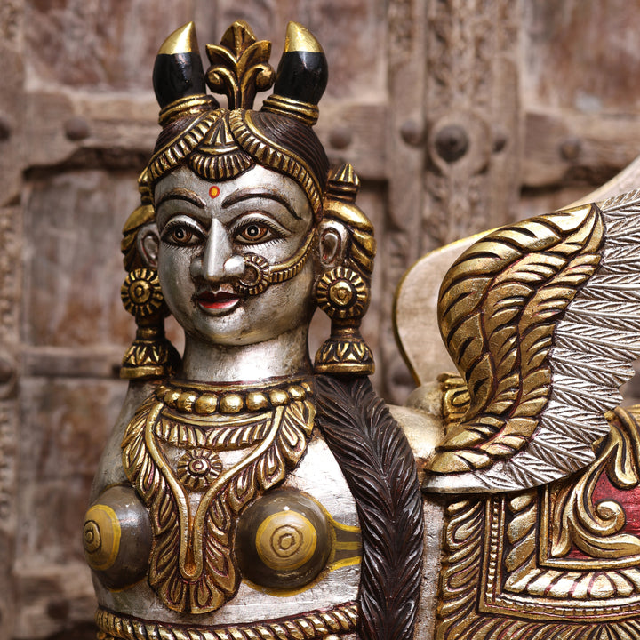 Handcrafted Mythological Kamdhenu Winged Cow Sculpture