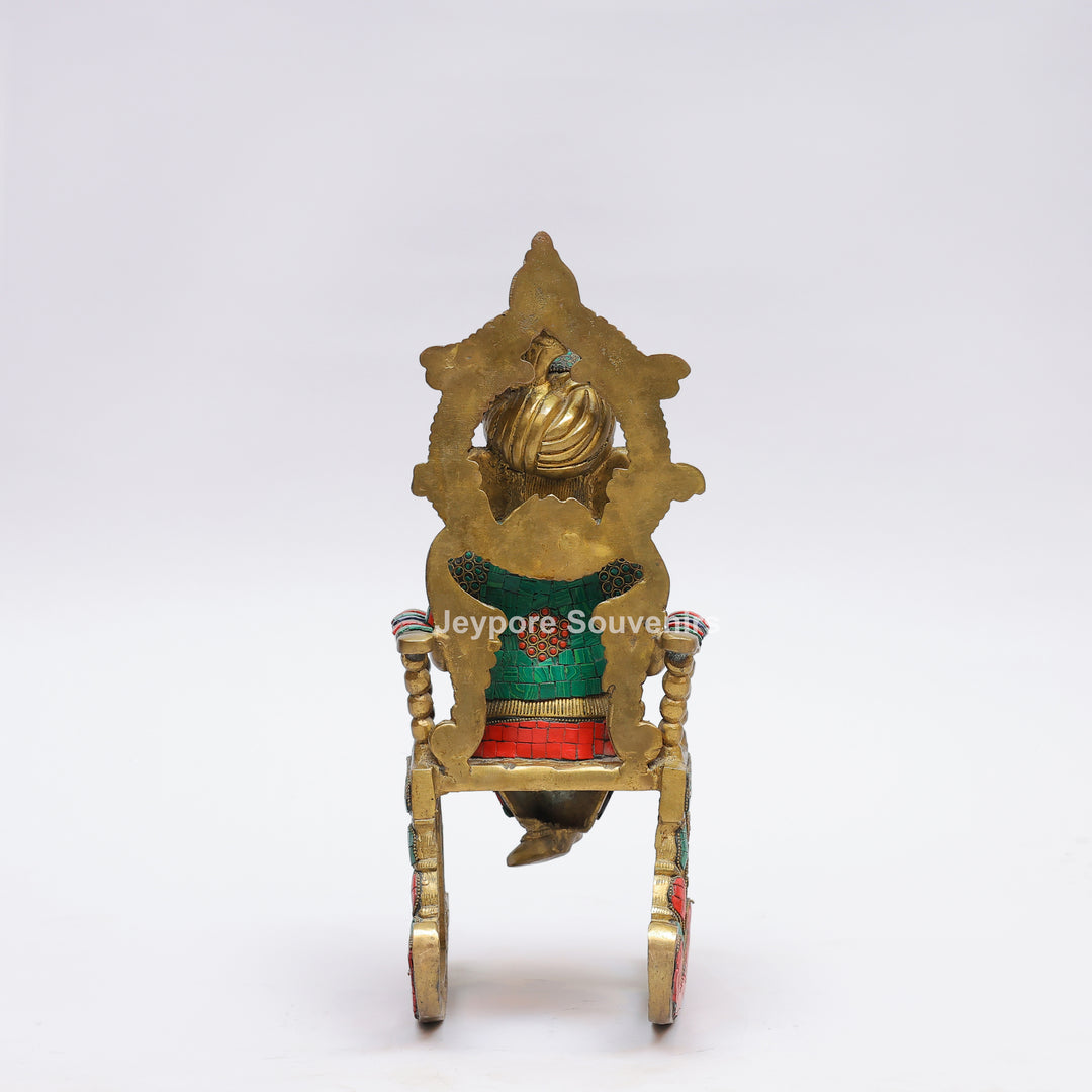 Handcrafted Brass Lord Ganesha Reading a Book Rocking Chair Statue