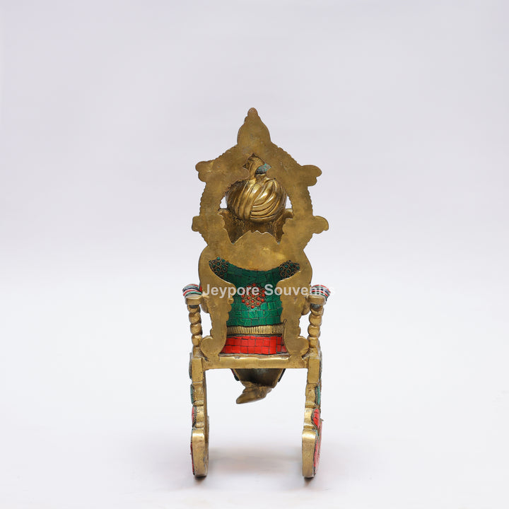 Handcrafted Brass Lord Ganesha Reading a Book Rocking Chair Statue