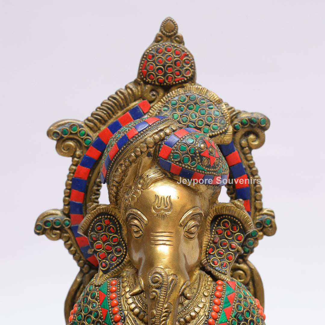 Handcrafted Brass Lord Ganesha Reading a Book Rocking Chair Statue