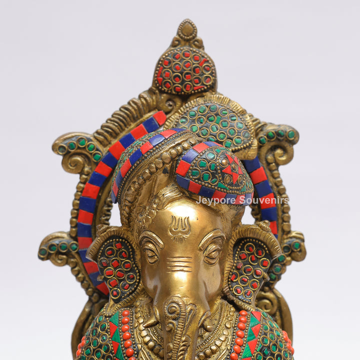 Handcrafted Brass Lord Ganesha Reading a Book Rocking Chair Statue