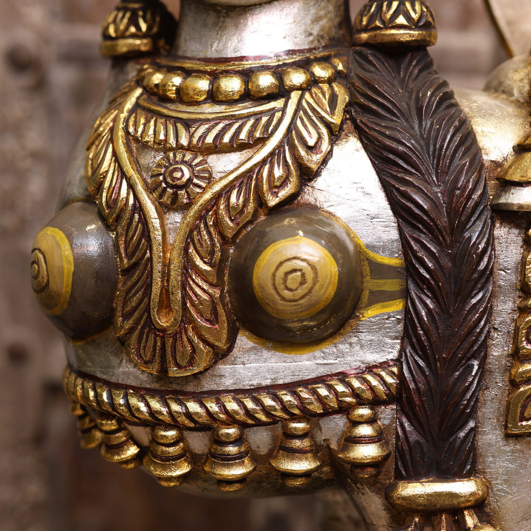 Handcrafted Mythological Kamdhenu Winged Cow Sculpture