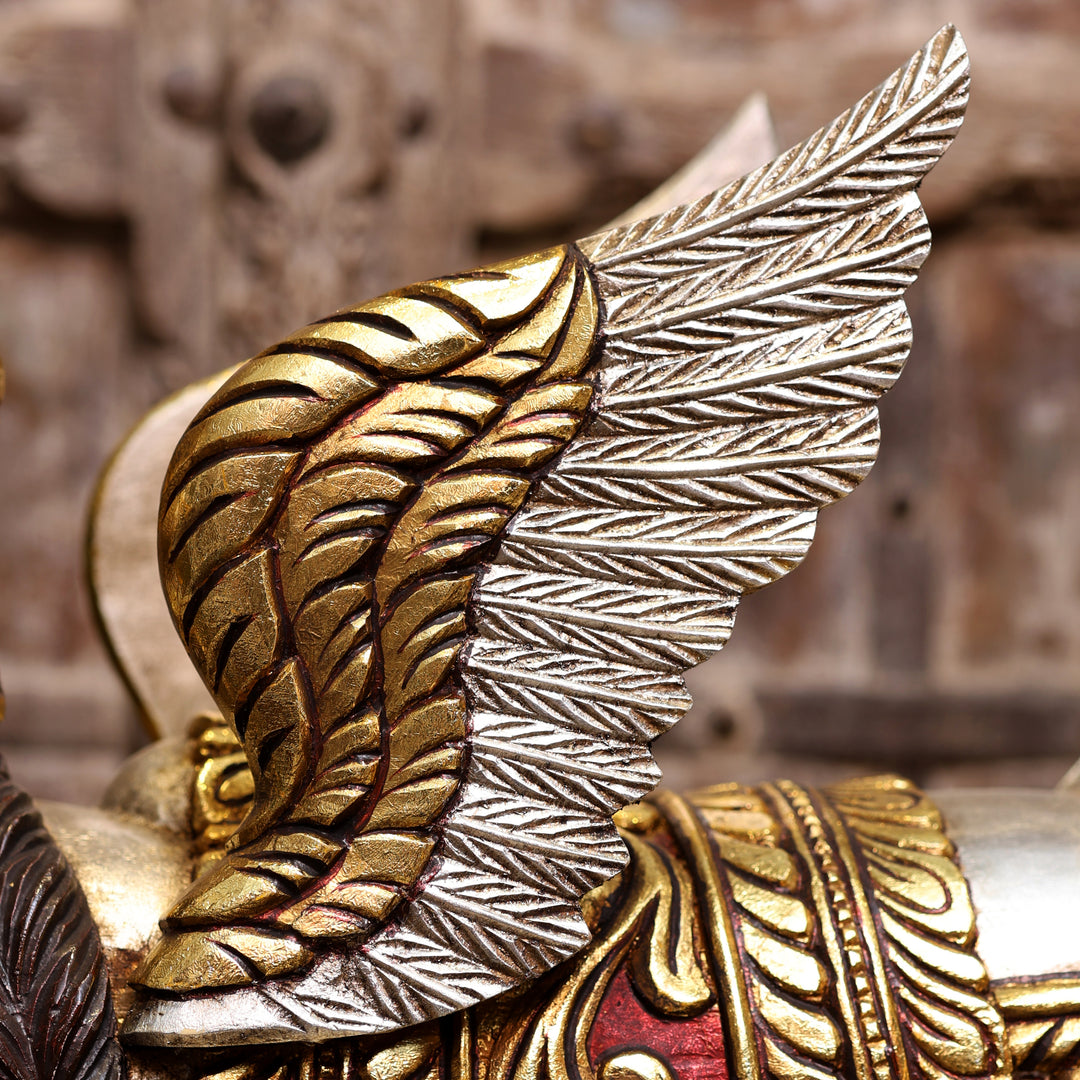 Handcrafted Mythological Kamdhenu Winged Cow Sculpture