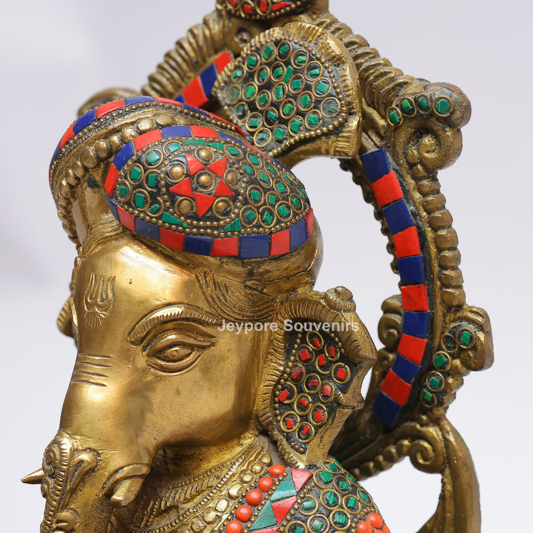 Handcrafted Brass Lord Ganesha Reading a Book Rocking Chair Statue