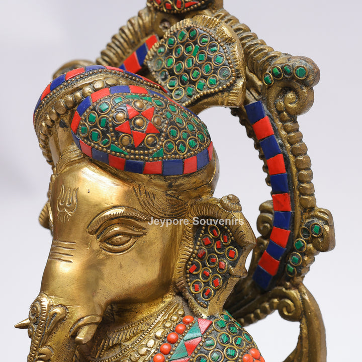 Handcrafted Brass Lord Ganesha Reading a Book Rocking Chair Statue