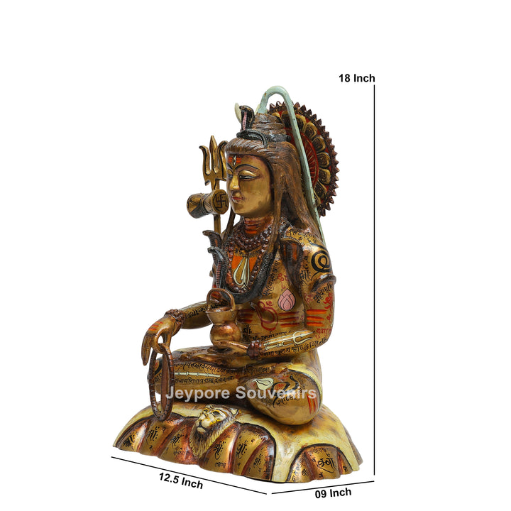 Handcrafted Brass Lord Shiva Mahayogi Statue with Trishul