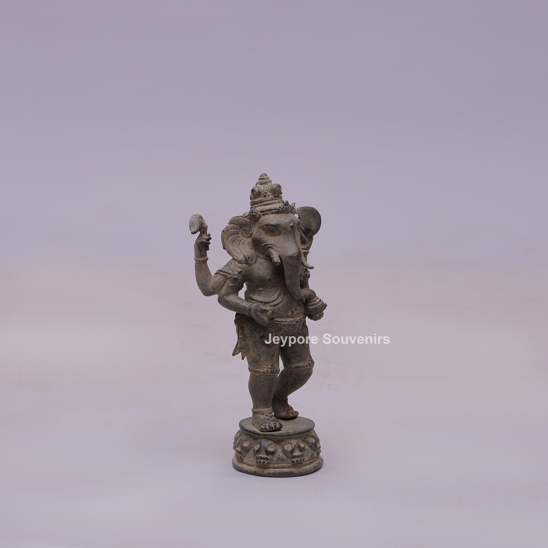 Standing "Chaturbhujadhari" Ekdanta Lord Ganesha Bronze Statue