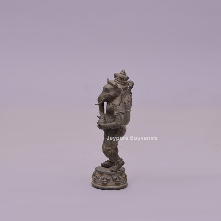 Standing "Chaturbhujadhari" Ekdanta Lord Ganesha Bronze Statue