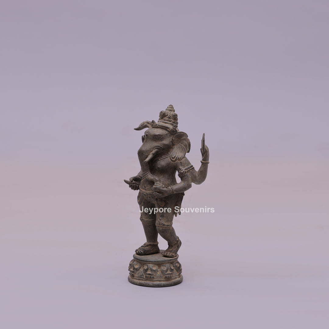 Standing "Chaturbhujadhari" Ekdanta Lord Ganesha Bronze Statue