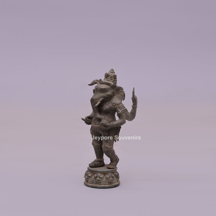 Standing "Chaturbhujadhari" Ekdanta Lord Ganesha Bronze Statue