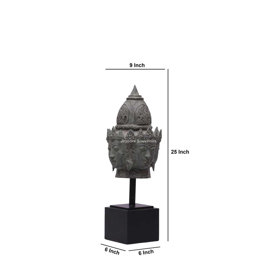Four Faced Lord Vishnu Chaturmukha Bronze Sculpture