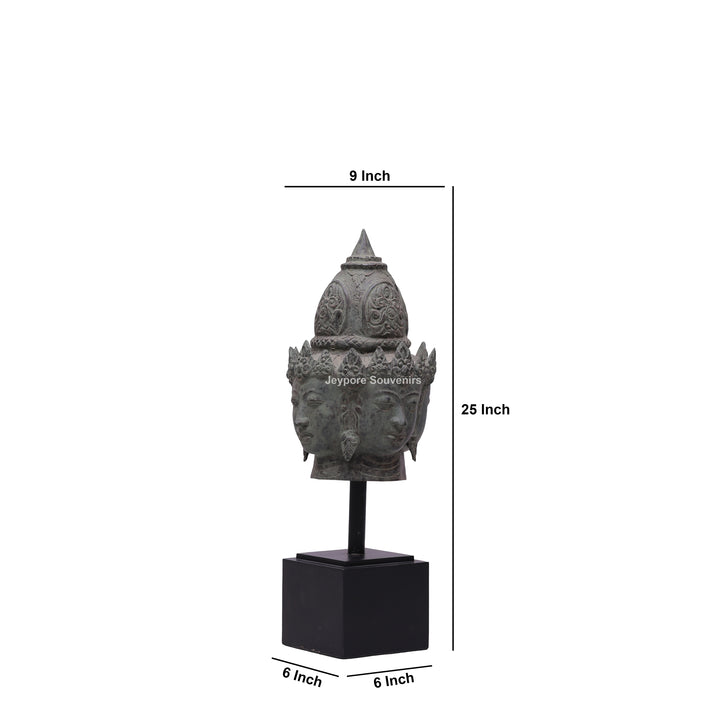 Four Faced Lord Vishnu Chaturmukha Bronze Sculpture