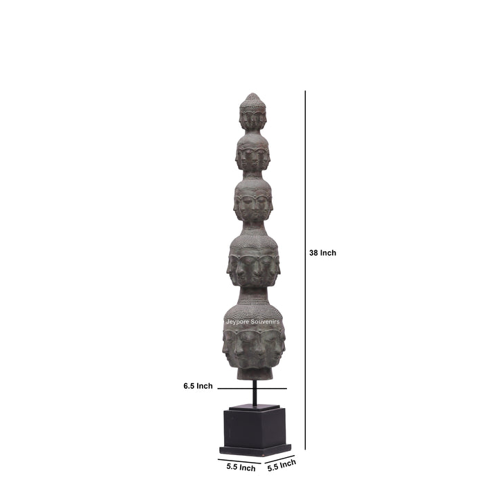 Tower of Tranquility Buddha Heads Bronze Sculpture