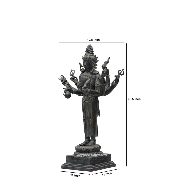 Eight Armed Lokeshvara Khmer-style Bronze Statue