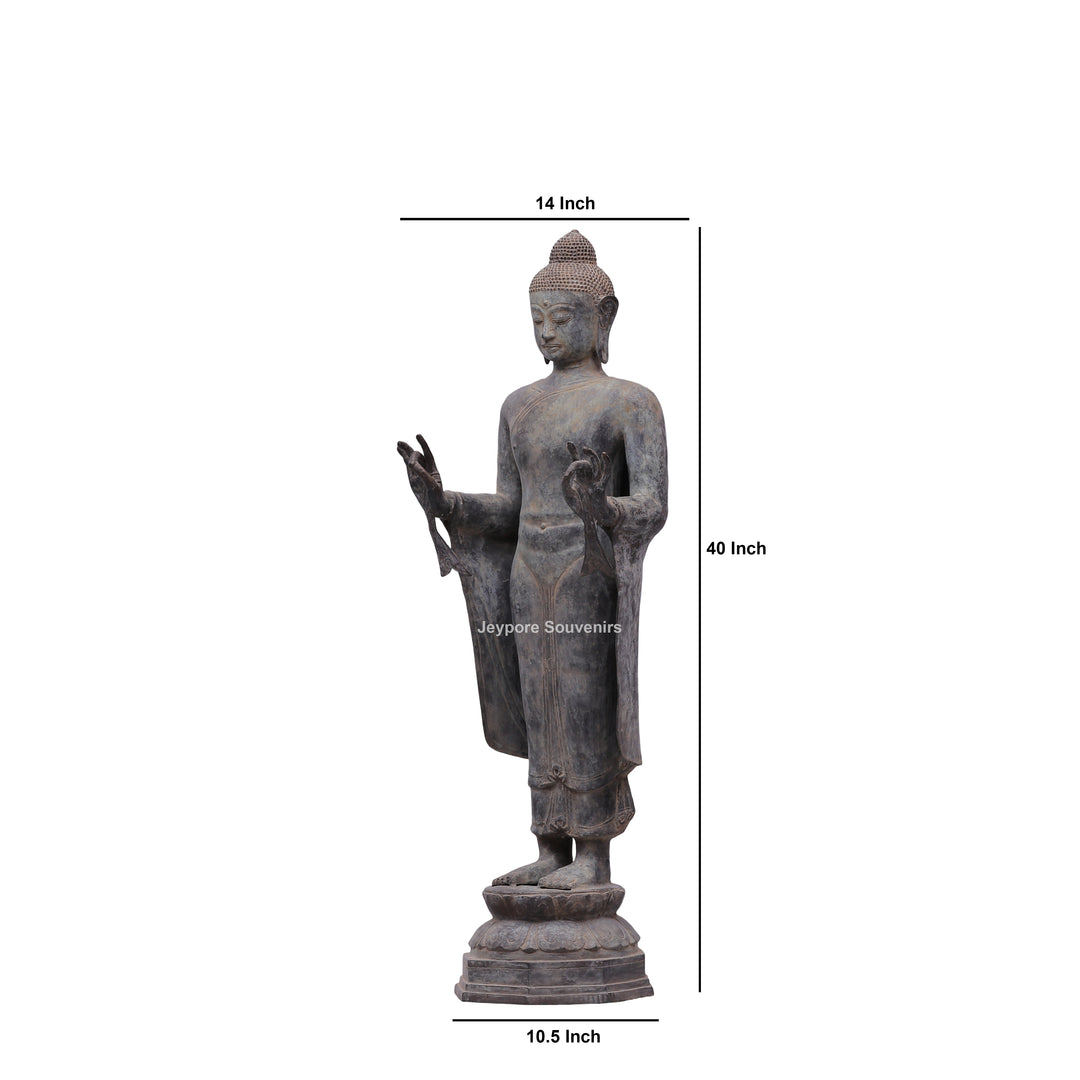 Standing Buddha Bronze Statue in the Abhaya Mudra