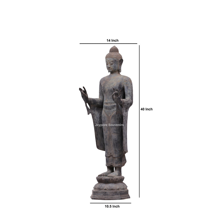 Standing Buddha Bronze Statue in the Abhaya Mudra
