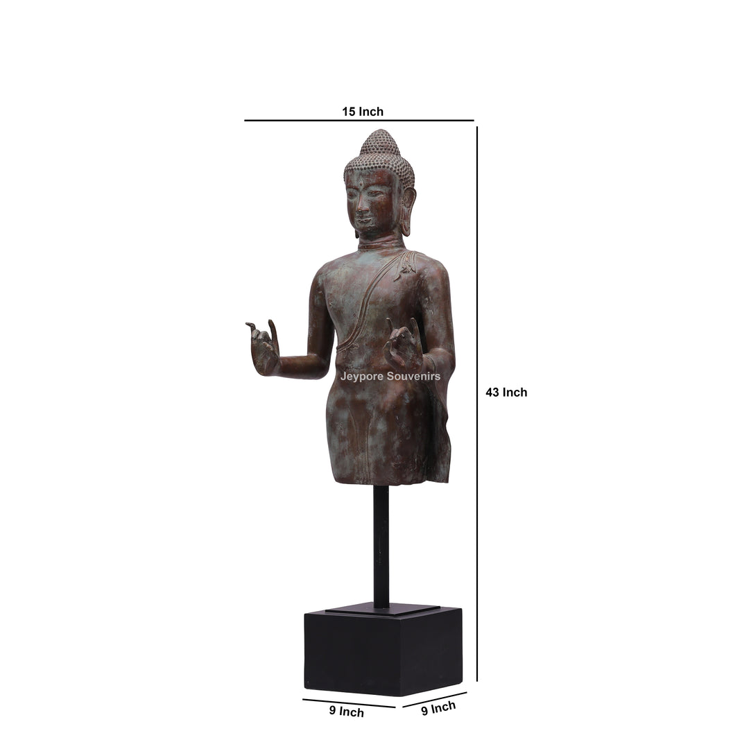 Vitarka or Abhaya Mudra Hand Gestures Buddha Bust Bronze Statue