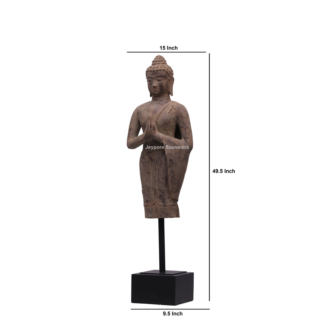 Standing Thai Dvaravati Buddha Bronze Statue