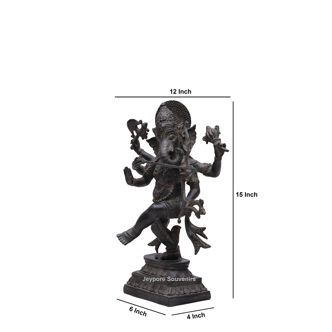 Six-Armed Lord Ganesha Bronze Statue
