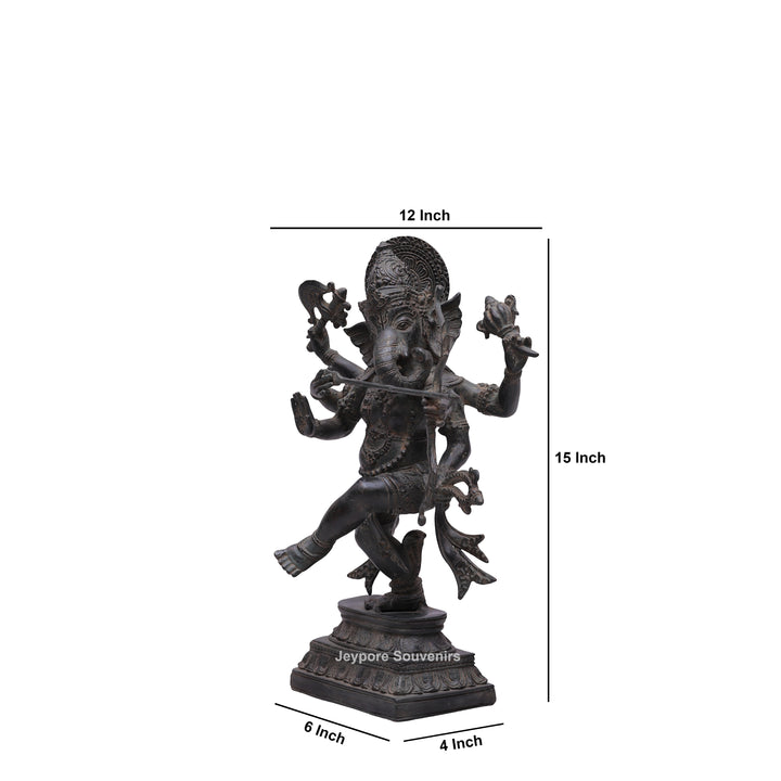 Six-Armed Lord Ganesha Bronze Statue