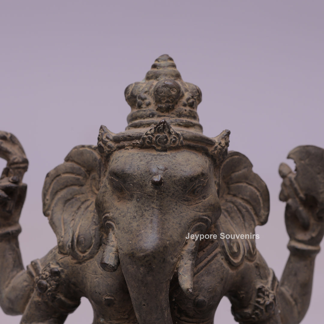 Standing "Chaturbhujadhari" Ekdanta Lord Ganesha Bronze Statue