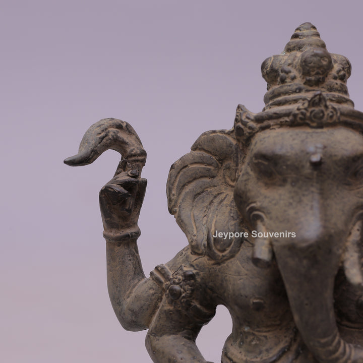 Standing "Chaturbhujadhari" Ekdanta Lord Ganesha Bronze Statue
