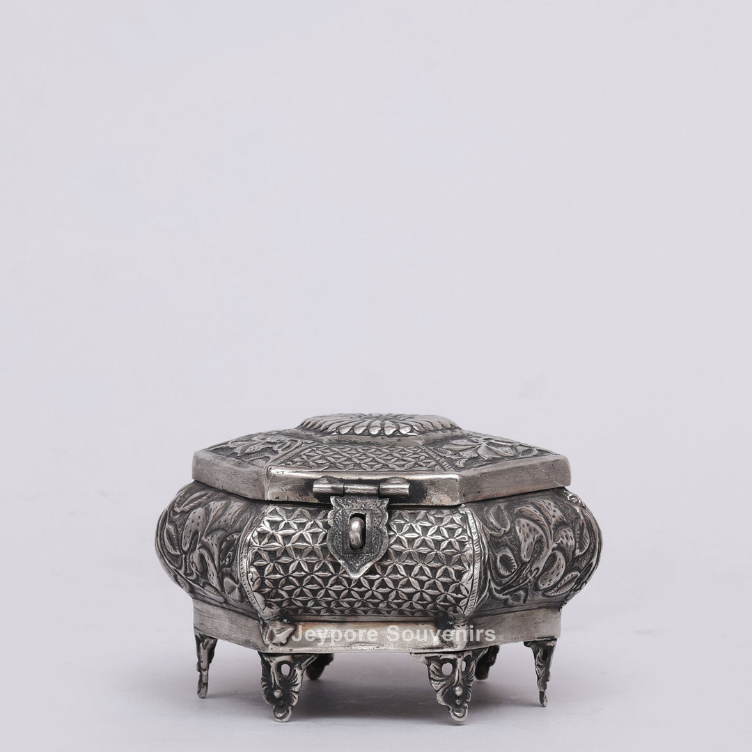 Handcrafted Silver Polished German Silver Jewellery Box