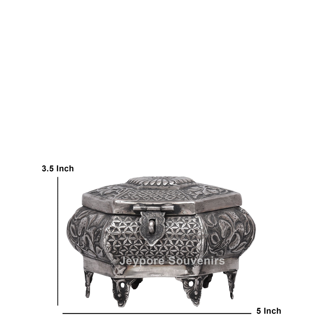 Handcrafted Silver Polished German Silver Jewellery Box