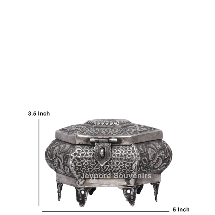 Handcrafted Silver Polished German Silver Jewellery Box