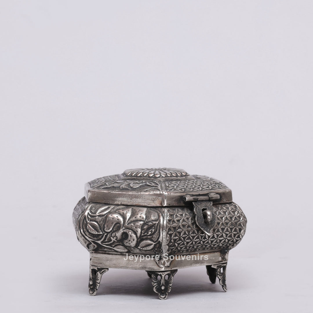 Handcrafted Silver Polished German Silver Jewellery Box