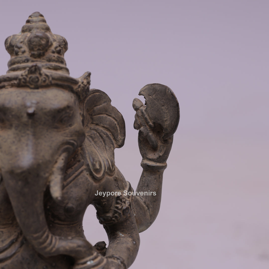 Standing "Chaturbhujadhari" Ekdanta Lord Ganesha Bronze Statue