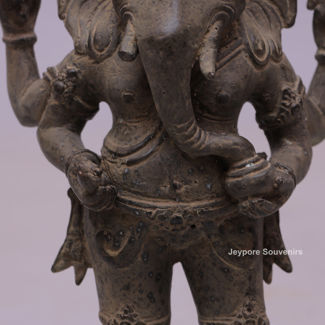 Standing "Chaturbhujadhari" Ekdanta Lord Ganesha Bronze Statue