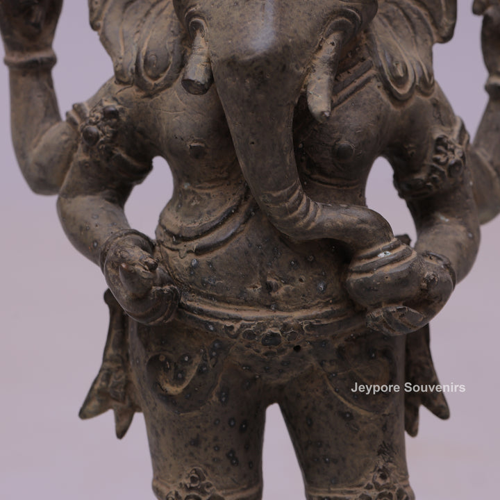 Standing "Chaturbhujadhari" Ekdanta Lord Ganesha Bronze Statue