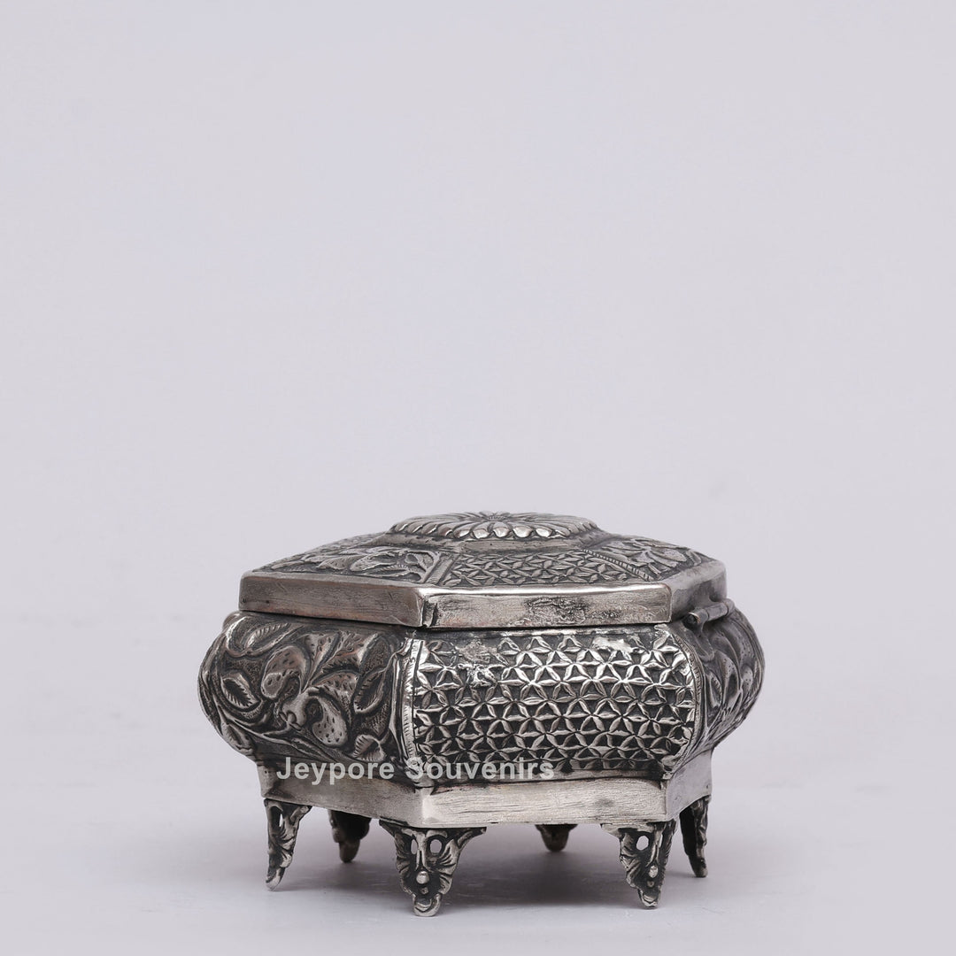 Handcrafted Silver Polished German Silver Jewellery Box