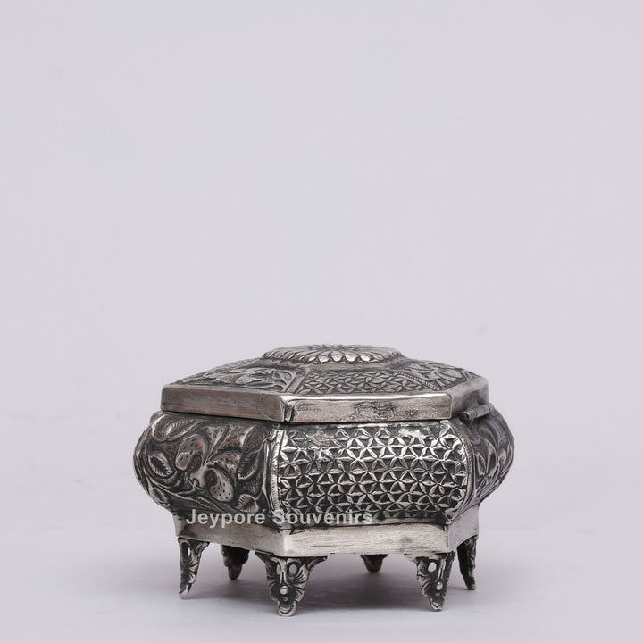 Handcrafted Silver Polished German Silver Jewellery Box