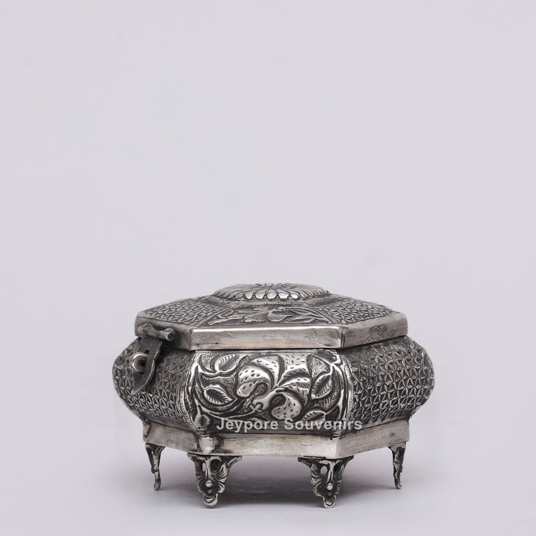 Handcrafted Silver Polished German Silver Jewellery Box