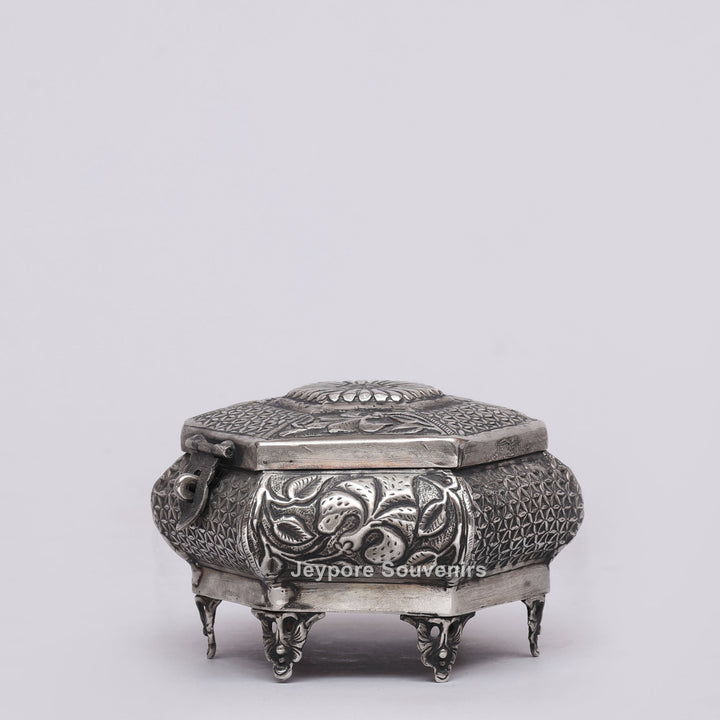 Handcrafted Silver Polished German Silver Jewellery Box