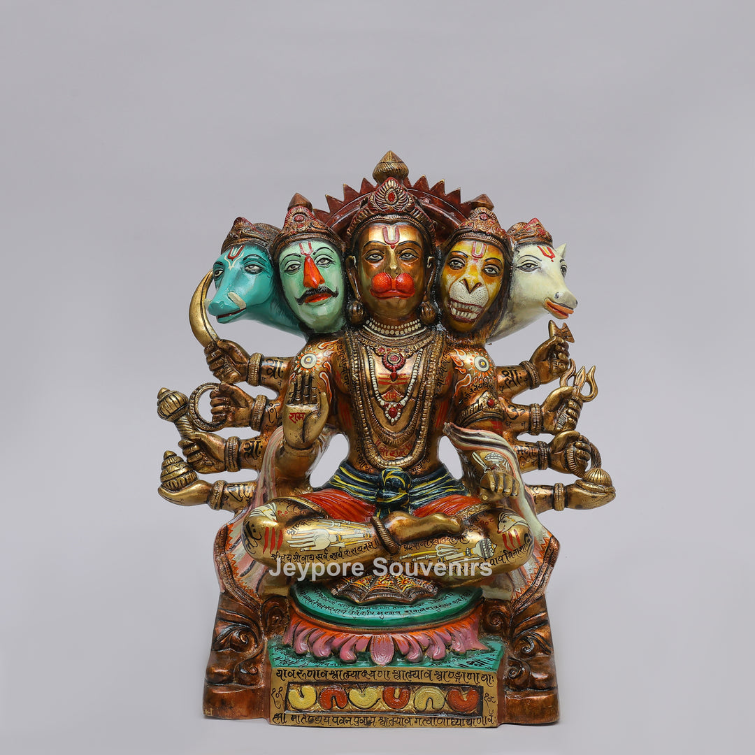 Handcrafted Panchmukhi ( Five-Faced ) Hanuman Brass Statue
