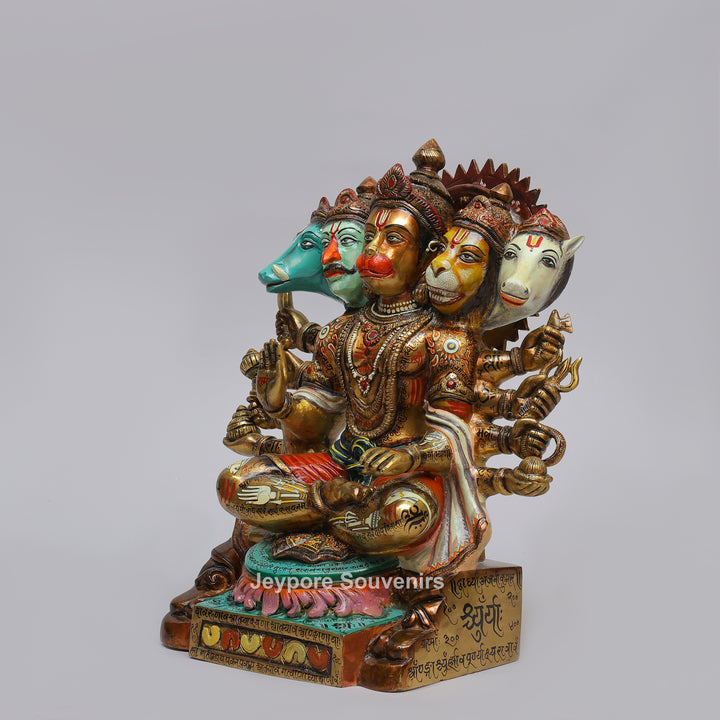 Handcrafted Panchmukhi ( Five-Faced ) Hanuman Brass Statue