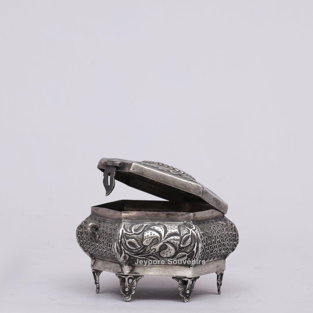 Handcrafted Silver Polished German Silver Jewellery Box