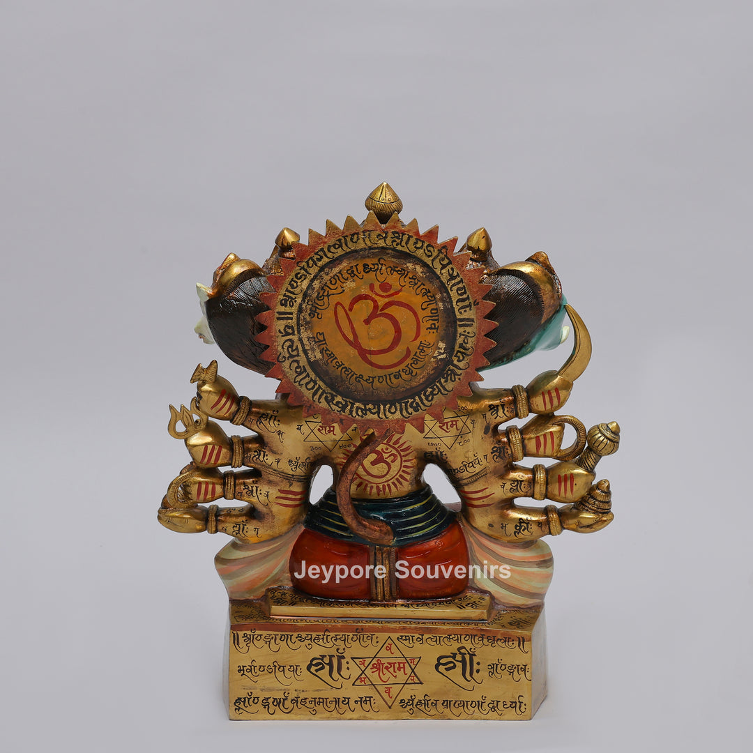 Handcrafted Panchmukhi ( Five-Faced ) Hanuman Brass Statue
