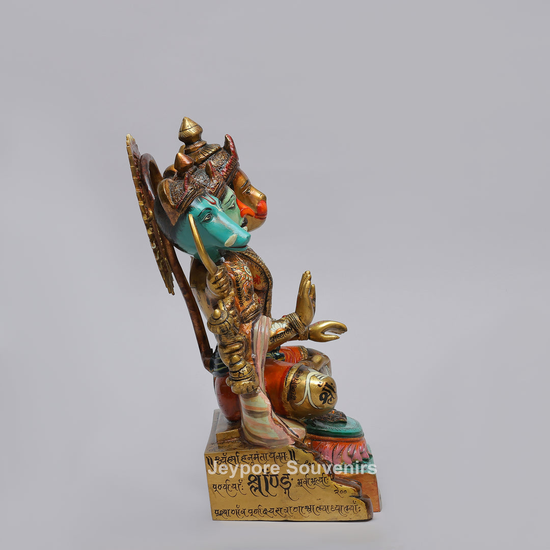 Handcrafted Panchmukhi ( Five-Faced ) Hanuman Brass Statue