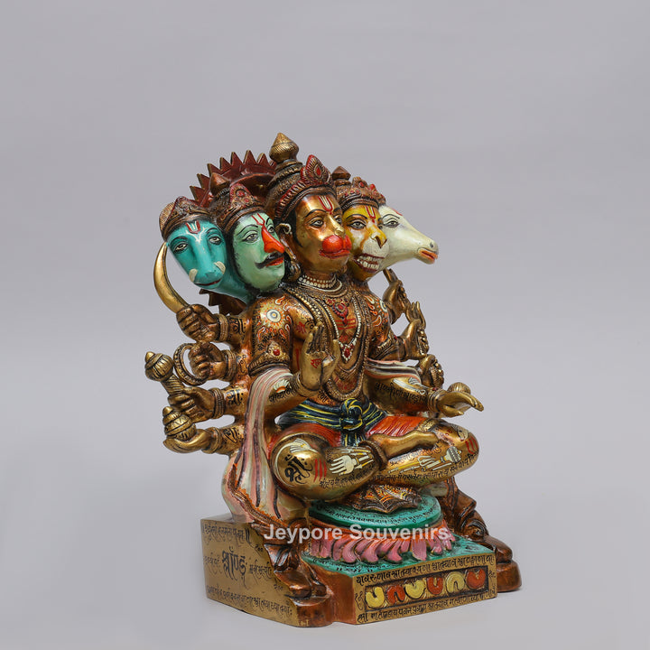 Handcrafted Panchmukhi ( Five-Faced ) Hanuman Brass Statue