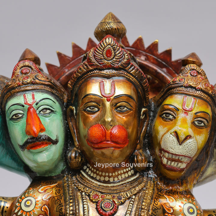 Handcrafted Panchmukhi ( Five-Faced ) Hanuman Brass Statue