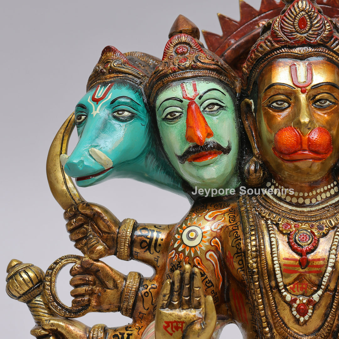 Handcrafted Panchmukhi ( Five-Faced ) Hanuman Brass Statue