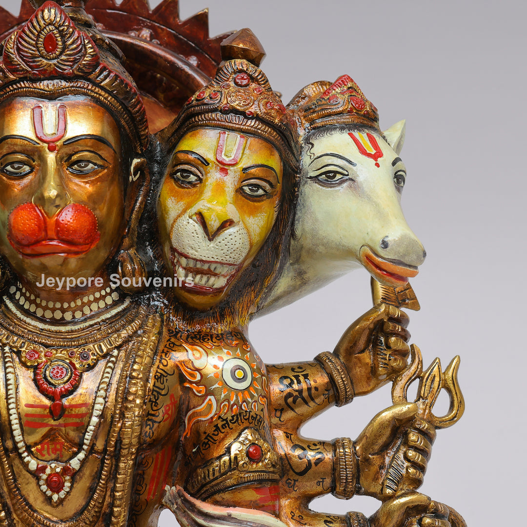 Handcrafted Panchmukhi ( Five-Faced ) Hanuman Brass Statue