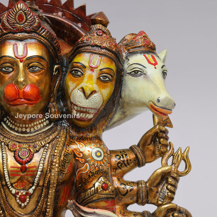 Handcrafted Panchmukhi ( Five-Faced ) Hanuman Brass Statue