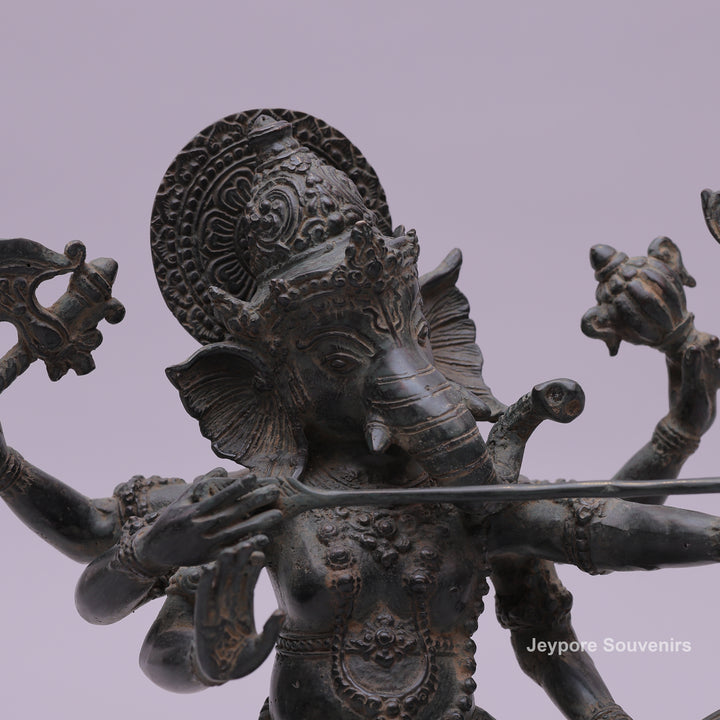 Six-Armed Lord Ganesha Bronze Statue