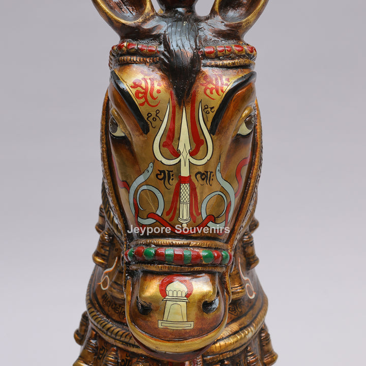 Royal Horse Head Brass Sculpture with Intricate Inlay &amp; Enamel Work